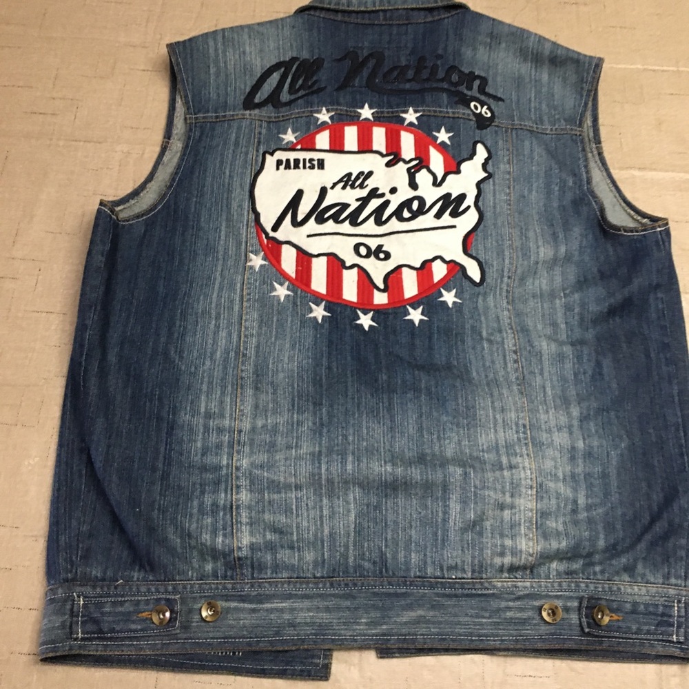 Parish Nation Mens Vest Size XL Blue Denim